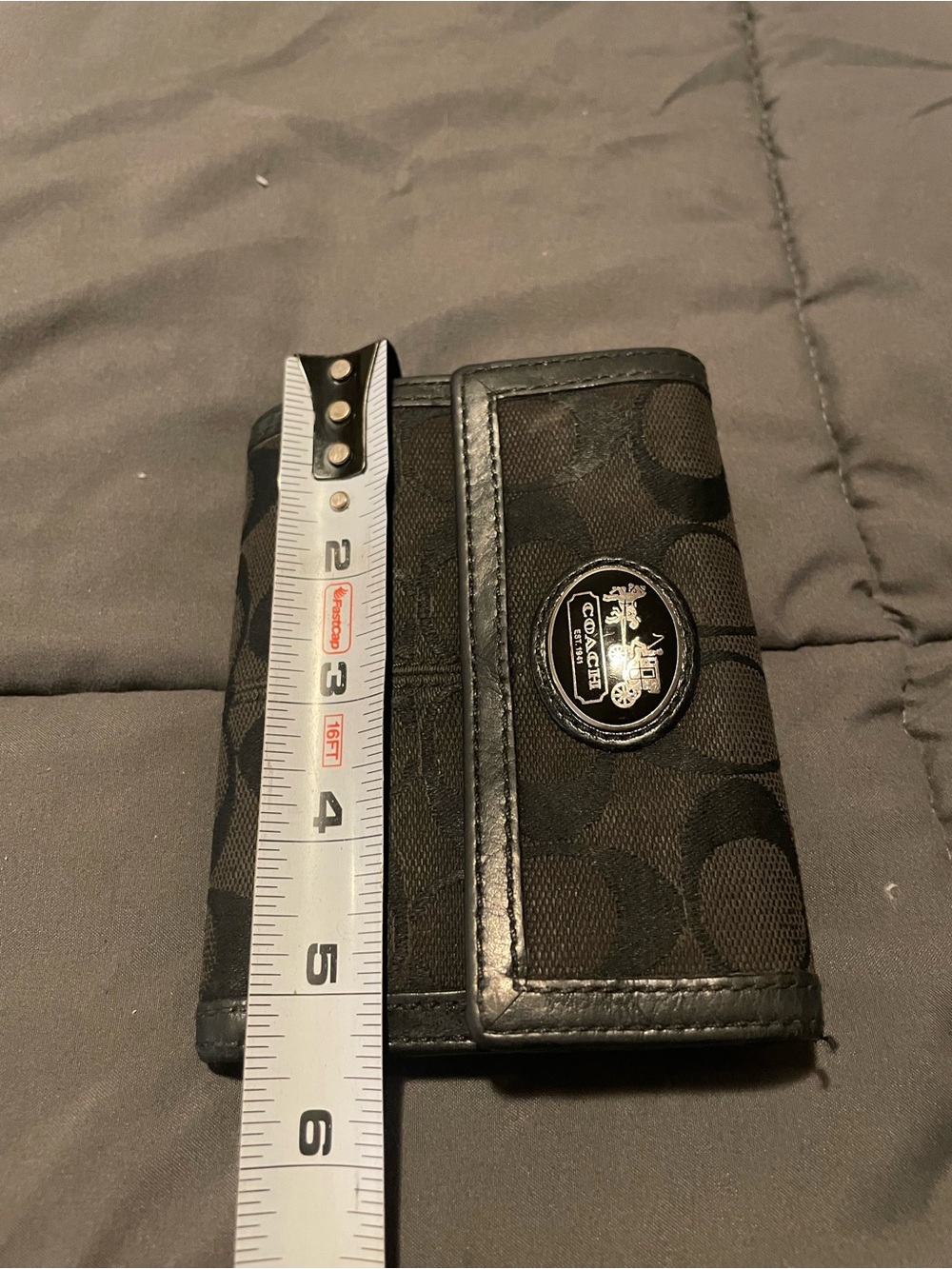 Vintage Coach Black Signature Canvas Trifold Wallet - Picture 8 of 10